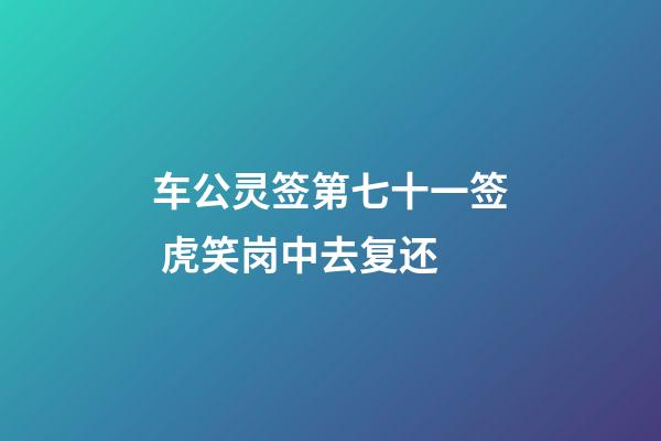 车公灵签第七十一签 虎笑岗中去复还